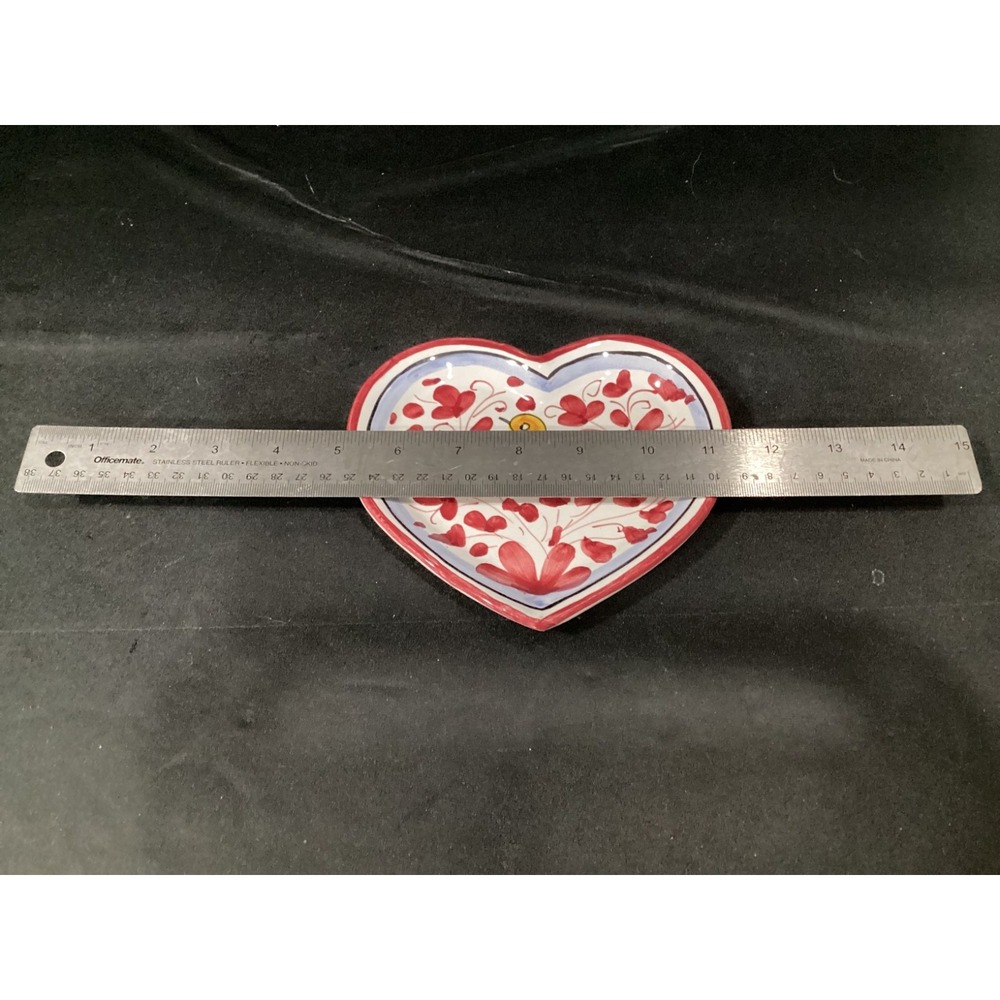 Mario Deruta Rooster Heart Shape Dish Plate Italy Hand Painted Lot Of 2 Vintage